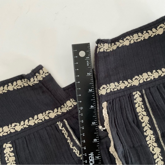 Isabel Marant Etoile Embroided Mini Skirt EU36 M Gray Raw Edge Boho Peasant Chic - Picture 7 of 11